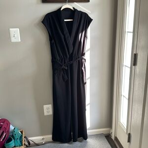 Happy Sailed Black V-Neck Jumpsuit, Wide Leg, Cal Sleeve, Size L